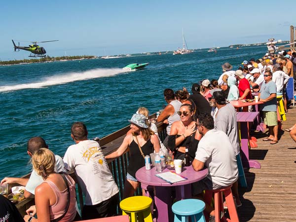 Boat Race At The Sunset Pier At Ocean Key.