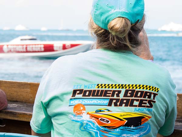 Lady Watching Power Boat Races.